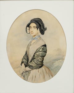 Attrib. Heinrich Ditlev Mitreuter (b.1818) - Watercolour, Portrait of a Lady