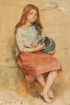 Framed Late 19th Century Watercolour - Portrait of a Young Girl