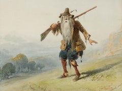 Henry George Hine RI (1811-1895) - Framed 1845 Watercolour, Rip Van Winkle