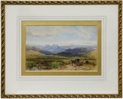 John Adam Houston (1812-1884) - 1876 Watercolour, Haycart in the Hills