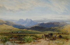 John Adam Houston (1812-1884) - 1876 Watercolour, Haycart in the Hills