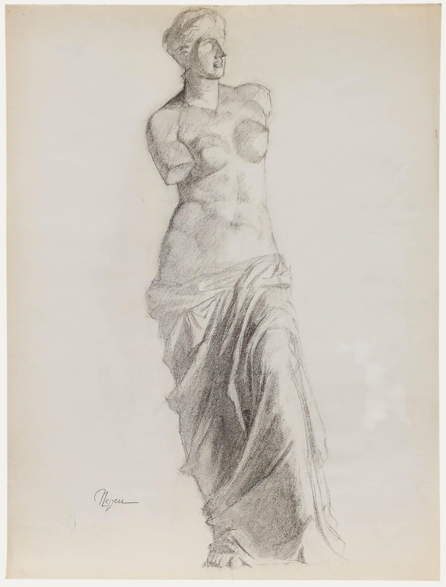 A delicate academic study by the artist Pierre Neveu (b.1929). Signed. On laid.  Image size: 62.5 x 47.5cm.