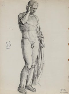 Pierre Neveu (n.1929) - Dibujo al grafito de mediados del siglo XX, Estudio académico VI