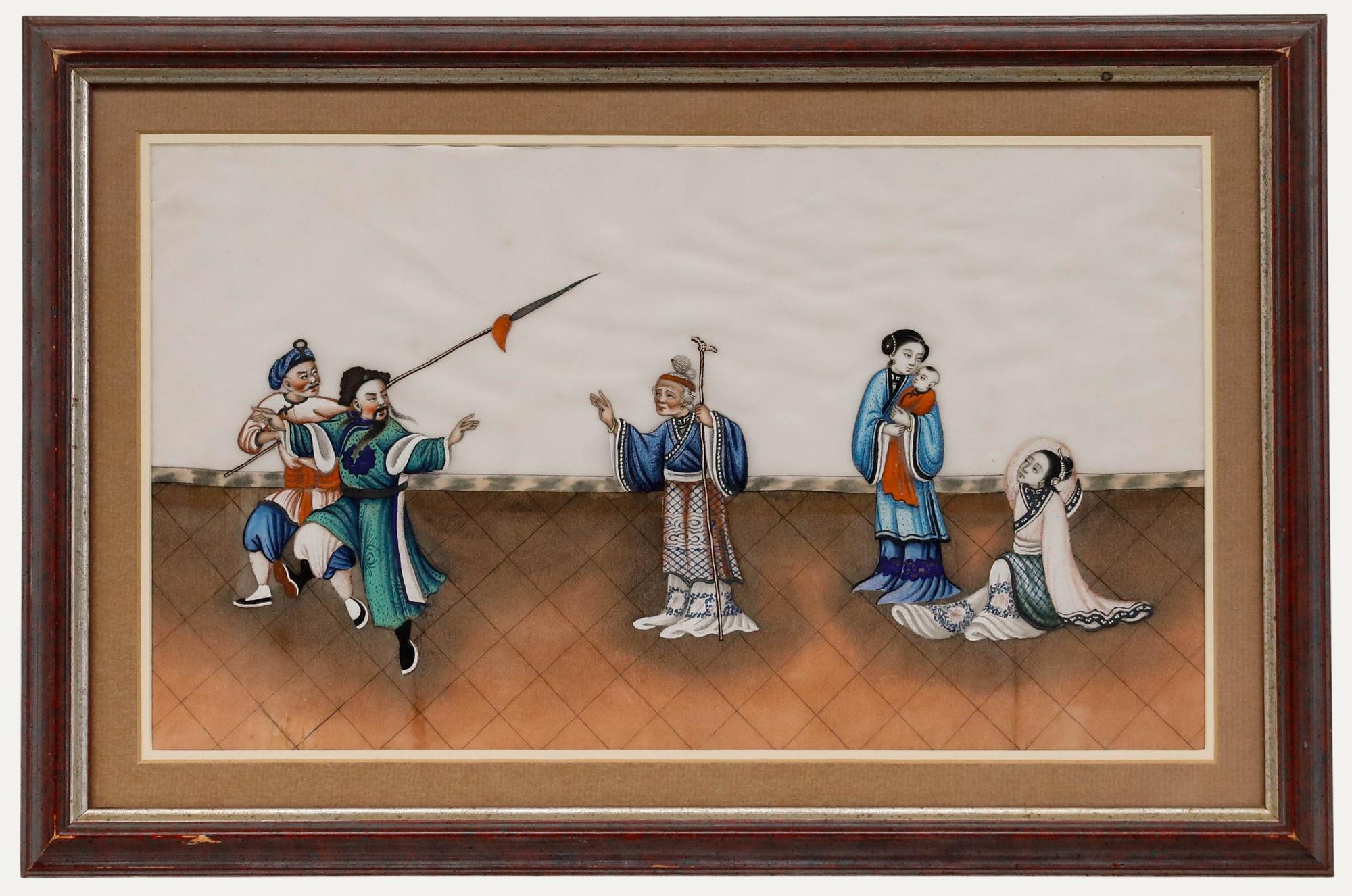 Framed 19th Century Watercolour - A Theatrical Performance