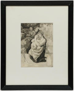 After Pauline Auzou (1775-1835) - Framed Watercolour, Daria (Maternal Fear)
