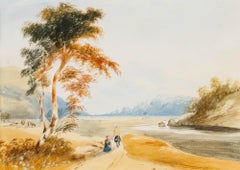 Framed 19th Century Watercolour - The Long Road Ahead