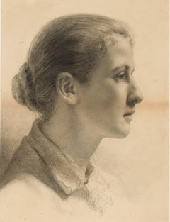 Madena Moore (fl.1880-1887) - Late 19th Century Graphite Drawing, Head Study
