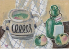 Johann Winter (1898-1964) - Pastell, Stilleben mit Flasche und Äpfeln
