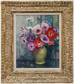 Hubert Glansdorff (1877-1963) - Framed 1942 Gouache, Flowering Anemones
