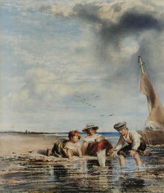 Scottish School 19th Century Watercolour - Catching Crabs