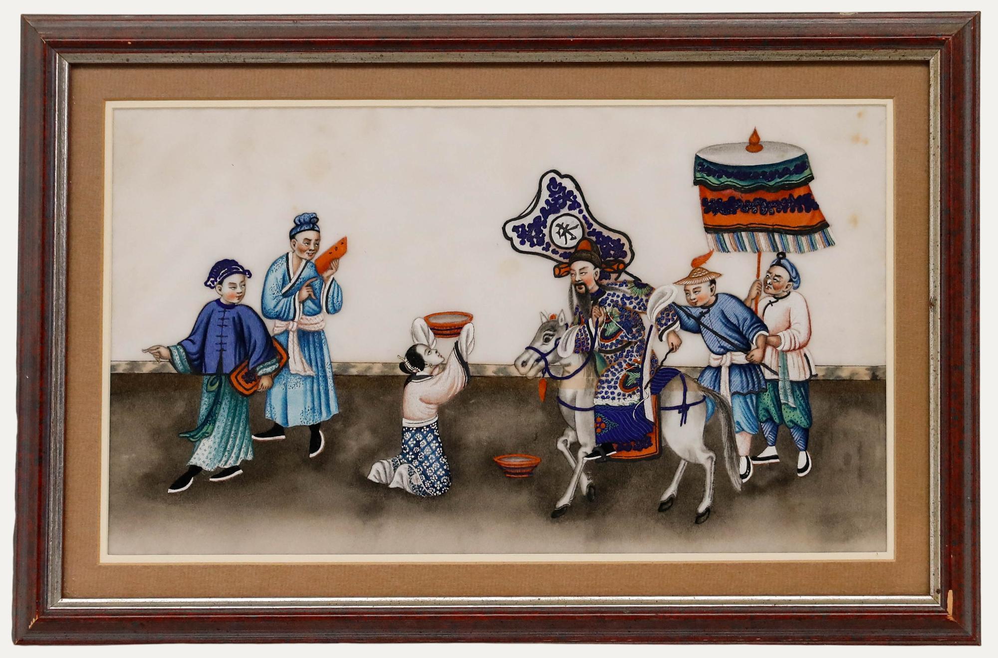 Chinese School 19th Century Watercolour - The Arrival of the Emperor
