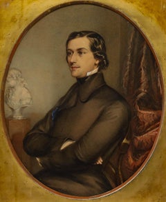 Framed 19th Century Watercolour - Portrait of a Gentleman