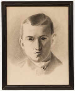 E. Gaubert - Late 19th Century Charcoal Drawing, Portrait of a Young Man