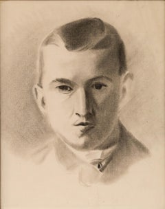 E. Gaubert - Late 19th Century Charcoal Drawing, Portrait of a Young Man
