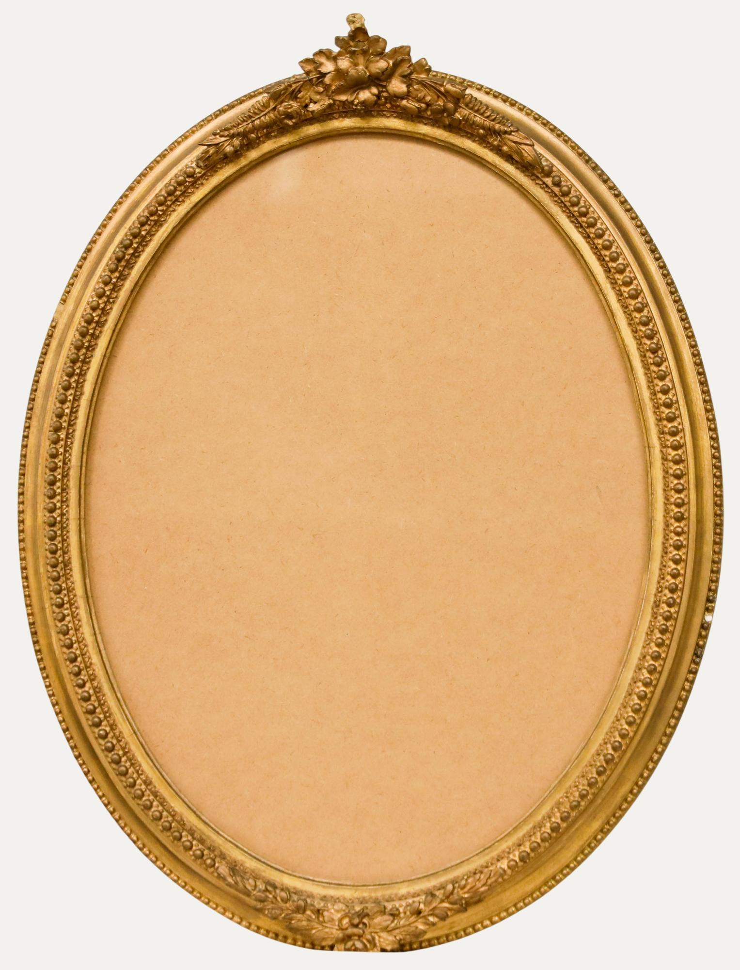 Ornate Late 19th Century Gilt Oval Picture Frame - Art by Unknown