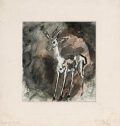 Deer, Impressionist Charcoal by Eugen von Kahler