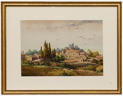 Noel Harry Leaver - Acuarela de mediados del siglo XX, vista del pueblo