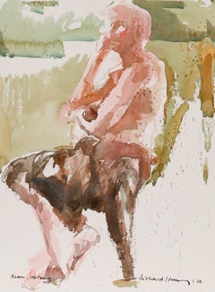 Richard J.S. Young - Contemporary Watercolour, Man, Resting
