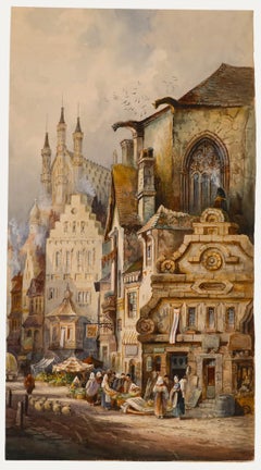 Charles James Keats - Acquerello dei primi anni del XX secolo, Un mercato a Lovanio