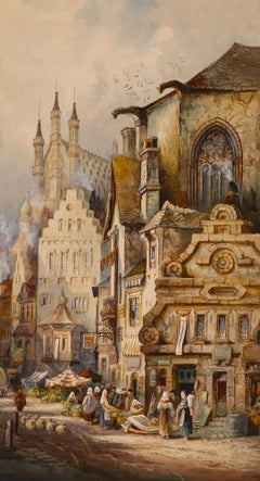 Charles James Keats - Acquerello dei primi anni del XX secolo, Un mercato a Lovanio