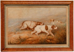 Framed 19th Century Watercolour - Pointers on a Scent