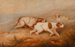 Framed 19th Century Watercolour - Pointers on a Scent