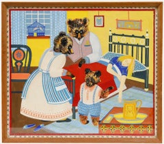 Framed Mid 20th Century Gouache - Goldilocks and the Three Bears