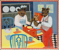 Framed Mid 20th Century Gouache - Porridge Time!