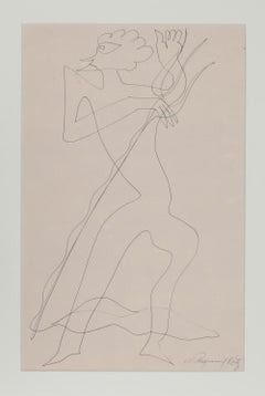 Devil, Signed Modern Brush Drawing by Alexander Raymond Katz