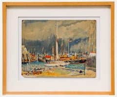 William Lyons Wilson (1892-1981) - Aquarelle, scène portuaire en Cornouailles