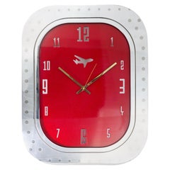 #001-Boeing 747 Window Clock - Polished Aluminium + Red Face