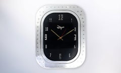 #002-Boeing 747 Window Clock, Polished Aluminium and Black Face