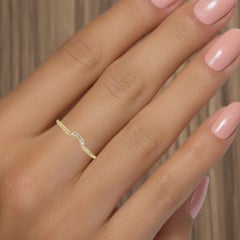 0.02 CTW Curved Diamond Wedding Band in 14K Gold, SI1+ Half Eternity Ring