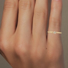 0.02 CTW Diamond Star Ring in 14K Gold, VS-SI Celestial Diamond Band