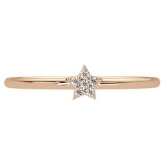 0.02 CTW Diamond Star Ring in 14K Gold, VS-SI Celestial Diamond Band