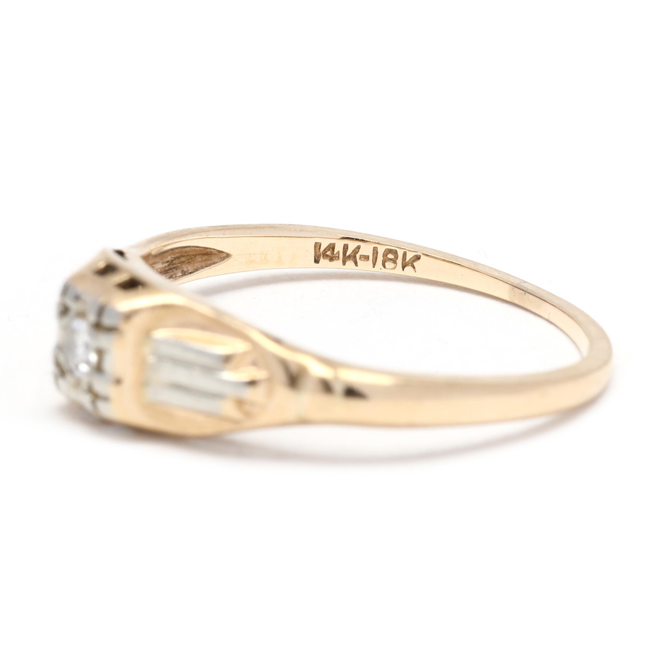 Single Cut 0.02ct Retro Diamond Engagement Ring, 14-18K Yellow White Gold, Ring Size 5