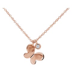 Pendentif papillon en diamant à taille ronde et brillante de 0,02ct