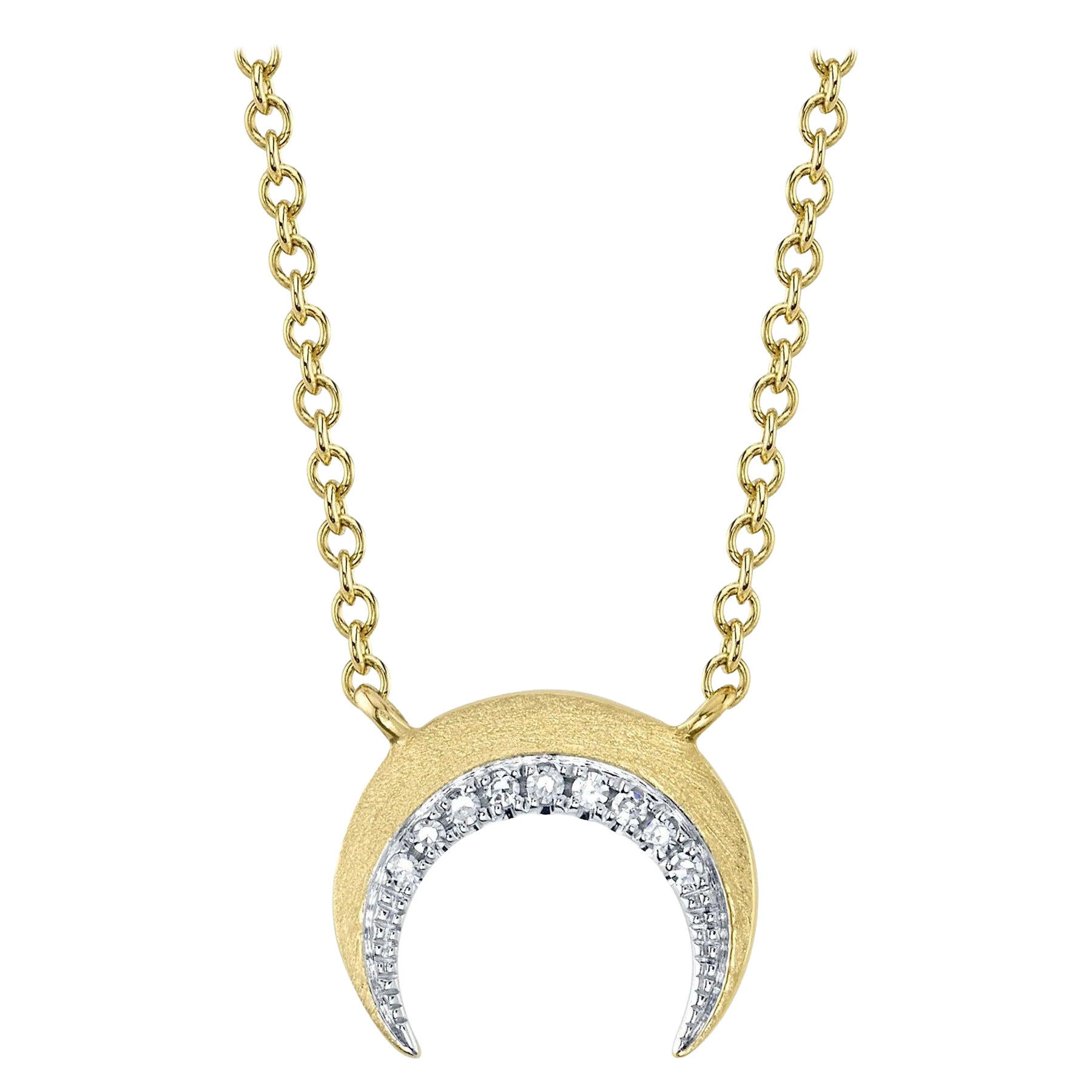 Colgante Medialuna de Diamante Redondo talla Brillante 0,02 ct en venta