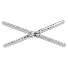0.03 CTW Diamond Criss Cross Ring in 14K Gold, VS/SI+ Natural Diamond Band