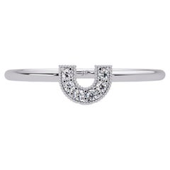 0.03 CTW Horseshoe Diamond Ring in 14K Gold, SI1+ Lucky Pavé Band