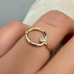 0.03 CTW Open Teardrop Diamond Ring in 14K Gold, SI+ Natural Diamond