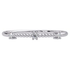 0.03 CTW Three Diamond Beaded Ring in 14K Gold, VS-SI+ Minimalist Band
