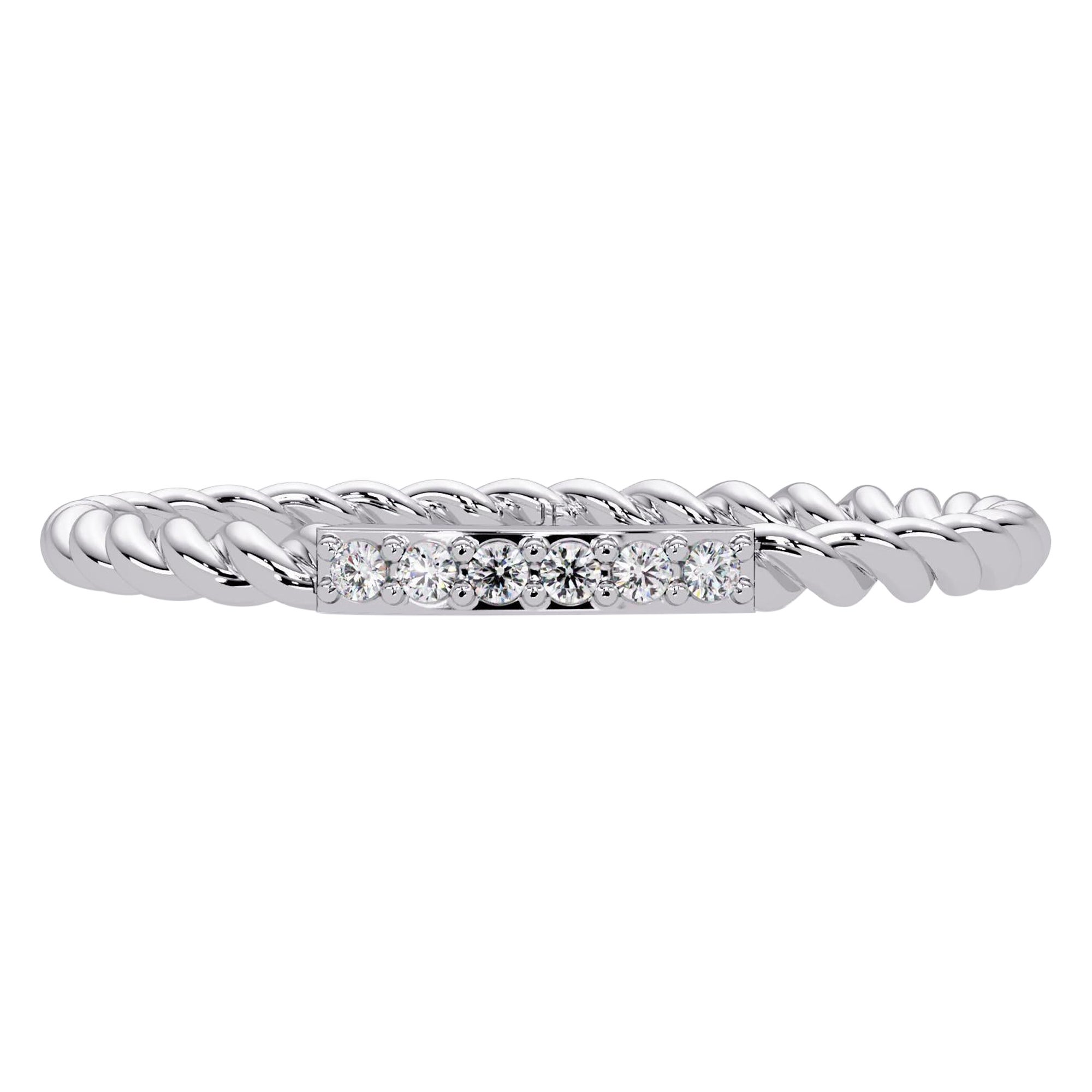 0.03 CTW Twisted Diamond Pavé Band in 14K Gold, SI1+ Minimalist Ring