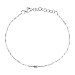 0.03ct Baguette Cut Diamond Bezel Bracelet in 14K White Gold