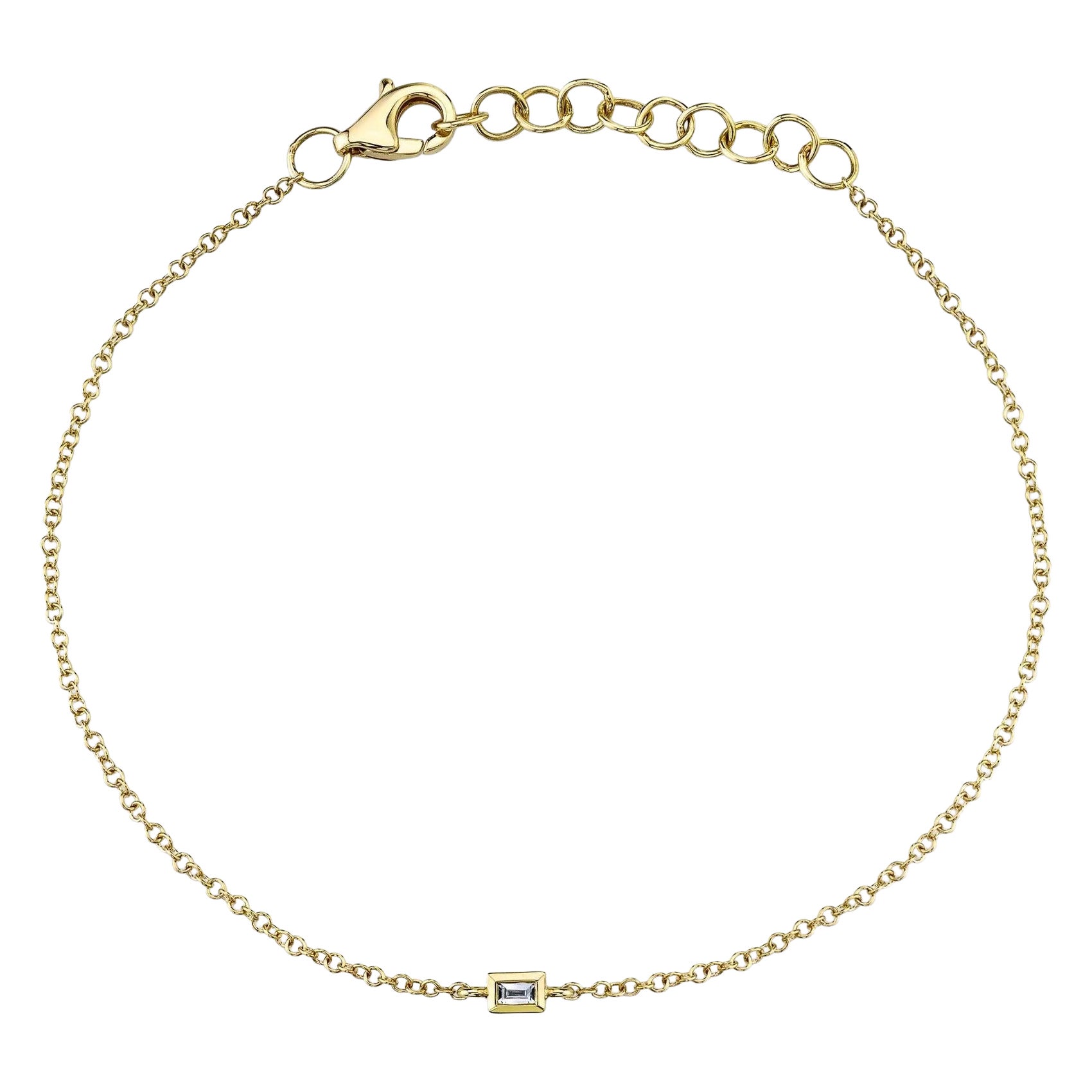 0.03ct Baguette Cut Diamond Bezel Bracelet in 14k Yellow Gold