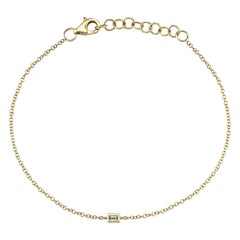 0.03ct Baguette Cut Diamond Bezel Bracelet in 14k Yellow Gold