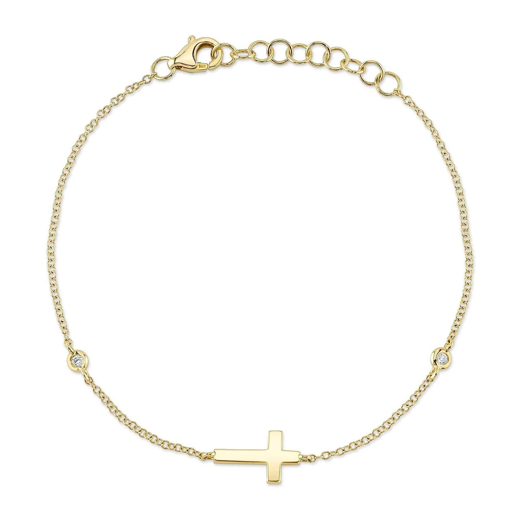 0.03ct Round Brilliant Cut Diamond Cross Bracelet For Sale