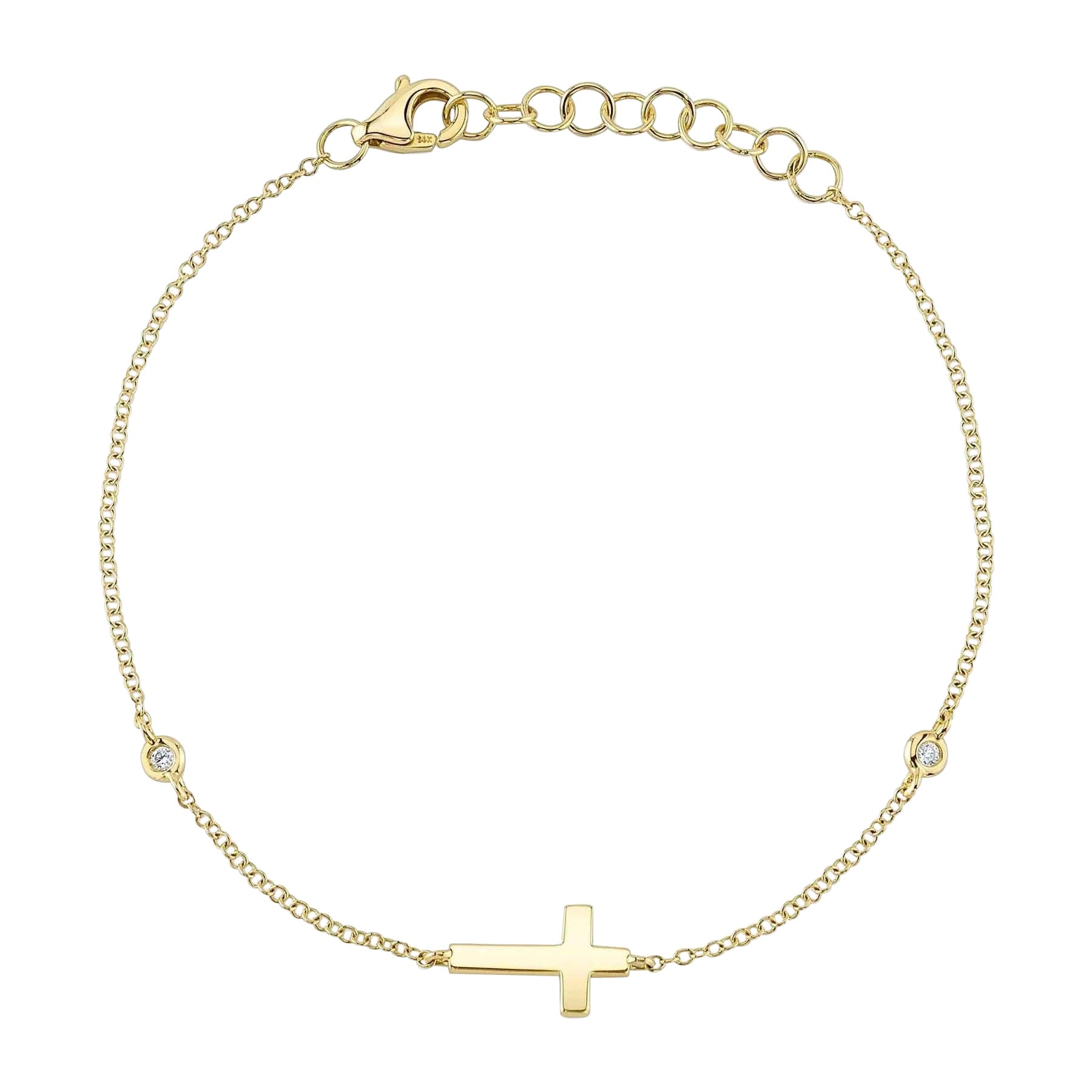 0.03ct Round Brilliant Cut Diamond Cross Bracelet en vente