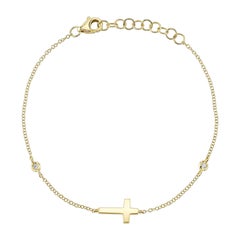 0.03ct Round Brilliant Cut Diamond Cross Bracelet