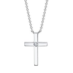 Collier croix en diamant de 0,03ct à taille ronde et brillante